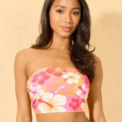 Women's Hibiscus Print Bandeau Cropped Tankini Top - Wild Fable™ Orange 5 Women's Hibiscus Print Bandeau Cropped Tankini Top - Wild Fable™ Orange -Wild Fable Store GUEST a517148d 74c3 4fd1 bf45 dceb7a5e3c2b