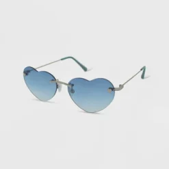 Women's Rimless Metal Heart Novelty Sunglasses - Wild Fable™ Blue
