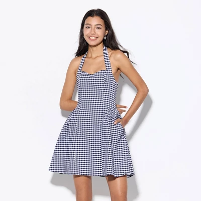 Women's Mini Dress - Wild Fable™ Navy Blue Gingham 5 Women's Mini Dress - Wild Fable™ Navy Blue Gingham - Image 3