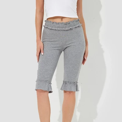 Women's High-Rise Ruffle Slim Leg Capri Tights - Wild Fable™ Heather Gray 6 Women's High-Rise Ruffle Slim Leg Capri Tights - Wild Fable™ Heather Gray - Image 4