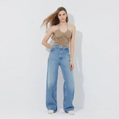 Women's Ruched Halter Top - Wild Fable™ Oatmeal 4 Women's Ruched Halter Top - Wild Fable™ Oatmeal - Image 2