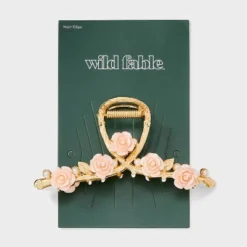Loop With Rose Embellishment Claw Hair Clip - Wild Fable™ Gold