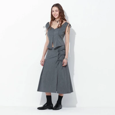 Women's Button-Down Shirt - Wild Fable™ Gray Striped 4 Women's Button-Down Shirt - Wild Fable™ Gray Striped - Image 2