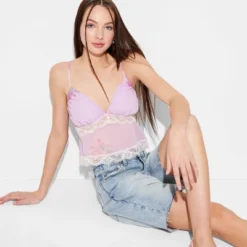 Women's Lace Trim Tank Top - Wild Fable™ Pink Floral -Wild Fable Store GUEST b595b376 1169 44f4 a1b1 7e7ab566ac88