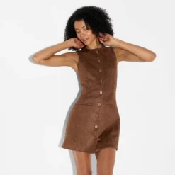 Women's Faux Suede Button-Front Mini A-Line Dress - Wild Fable™ Brown 8 Women's Faux Suede Button-Front Mini A-Line Dress - Wild Fable™ Brown -Wild Fable Store GUEST b5a0d66b 804f 48ae 80ee 2e6f2f534388