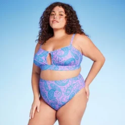 Women's Paisley Print High Waist Medium Coverage High Leg Bikini Bottom - Wild Fable™ Blue/Pink -Wild Fable Store GUEST b9846f5c 5041 4214 bc72 74a5af14588a