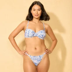 Women's Low-Rise Extra High Leg Adjustable Coverage Bikini Bottom - Wild Fable™ Blue/Cream Floral Print -Wild Fable Store GUEST bcf8217a 40f8 4af7 8e74 f19424737284