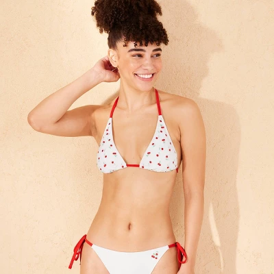 Women's Embroidered Cherry Tall Triangle Bikini Top - Wild Fable™ White/Red 6 Women's Embroidered Cherry Tall Triangle Bikini Top - Wild Fable™ White/Red - Image 5