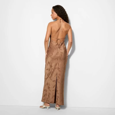 Women's Jacquard Maxi Empire Waist Dress - Wild Fable™ Brown Floral 4 Women's Jacquard Maxi Empire Waist Dress - Wild Fable™ Brown Floral - Image 2