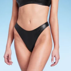 Women's Faux Leather High Leg Extra Cheeky Bikini Bottom - Wild Fable™ Black -Wild Fable Store GUEST c3e1ac82 0d5e 4f37 949c 66d5a821ffa4