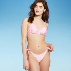 Women's Side-Tie Scoop Front High Leg Cheeky Bikini Bottom - Wild Fable™ Light Pink Lurex -Wild Fable Store GUEST c4c9c03f b1fb 4a4c b667 4fb47f651eba