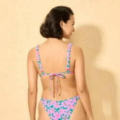 Women's Shirred Strap Triangle Bikini Top - Wild Fable™ Pink