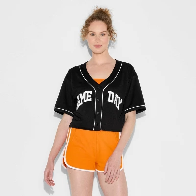 Women's Game Day Cropped Elbow Sleeve V-Neck Athletic Jersey - Wild Fable™ 3 Women's Game Day Cropped Elbow Sleeve V-Neck Athletic Jersey - Wild Fable™