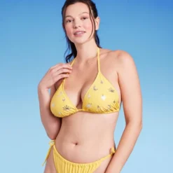 Women's Sequin Detail Triangle Bikini Top - Wild Fable™ Yellow -Wild Fable Store GUEST cd600136 4ac3 4d14 b822 560adbf5c194