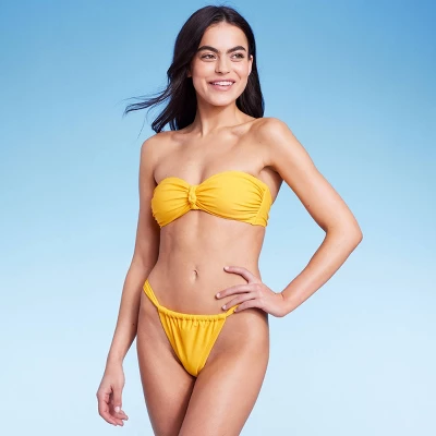 Women's Scarf Side Adjustable Coverage Bikini Bottom - Wild Fable™ Yellow 4 Women's Scarf Side Adjustable Coverage Bikini Bottom - Wild Fable™ Yellow - Image 2