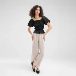 Women's Shirred Puff Sleeve Blouse - Wild Fable™