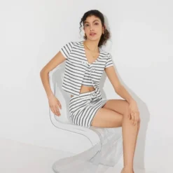 Women's Short Sleeve Jacquard Knit Tie-Front Top - Wild Fable™ 8 Women's Short Sleeve Jacquard Knit Tie-Front Top - Wild Fable™ -Wild Fable Store GUEST d6d9328b ecec 440d bbb7 08965e1a8280