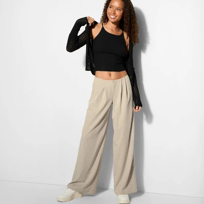 Women's Linen Trousers - Wild Fable™ Beige 5 Women's Linen Trousers - Wild Fable™ Beige - Image 3