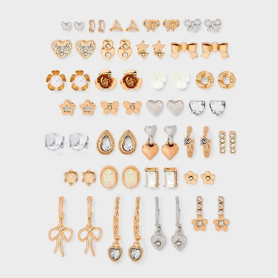 Flower Bow And Heart Earring Set 30pc - Wild Fable™ Gold 5 Flower Bow And Heart Earring Set 30pc - Wild Fable™ Gold - Image 3