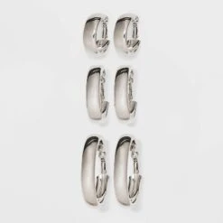 Wide Hoop Earring Set 3pc - Wild Fable™ Silver: Clip-In Clasp, Nickel-Free Metal, 2" Diameter 5 Wide Hoop Earring Set 3pc - Wild Fable™ Silver: Clip-In Clasp, Nickel-Free Metal, 2" Diameter -Wild Fable Store GUEST de4e01dc 868a 4e44 9892 35b6740f7190