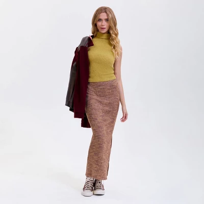 Women's Side Slit Maxi Pencil Skirt - Wild Fable™ Brown 6 Women's Side Slit Maxi Pencil Skirt - Wild Fable™ Brown - Image 4