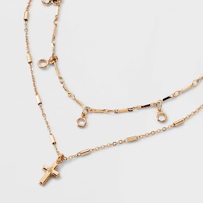 Cross Charm Multi-Strand Necklace - Wild Fable™ Gold 5 Cross Charm Multi-Strand Necklace - Wild Fable™ Gold - Image 3