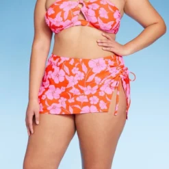 Women's Cinch Side Skirt Cover Up - Wild Fable™ Orange/Pink Tropical Print -Wild Fable Store GUEST f465aafc dd5d 468a a3c1 9c4b5ba2b81c