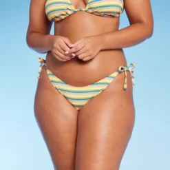 Women's Ribbed Extra Cheeky Extra High Leg Bikini Bottom - Wild Fable™ Blue/Green/Pink Striped -Wild Fable Store GUEST f4d2aa09 f7d1 4446 9ff9 74042ff986f1