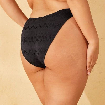 Women's Eyelet Low-Rise High Leg Extra Cheeky Bikini Bottom - Wild Fable™ Black 6 Women's Eyelet Low-Rise High Leg Extra Cheeky Bikini Bottom - Wild Fable™ Black - Image 4