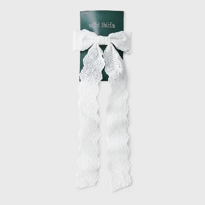 Lace Bow Hair Barrette - Wild Fable™ White 3 Lace Bow Hair Barrette - Wild Fable™ White