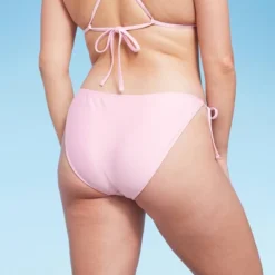 Women's Side-Tie Scoop Front High Leg Cheeky Bikini Bottom - Wild Fable™ Light Pink Lurex -Wild Fable Store GUEST faf96daf b975 4985 86e7 020de1810539