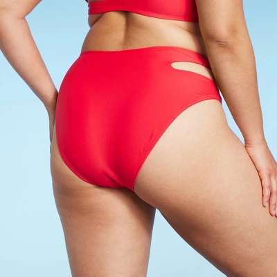Women's Side Cut Out Mid-Rise High Leg Cheeky Bikini Bottom - Wild Fable™ Red 6 Women's Side Cut Out Mid-Rise High Leg Cheeky Bikini Bottom - Wild Fable™ Red - Image 4